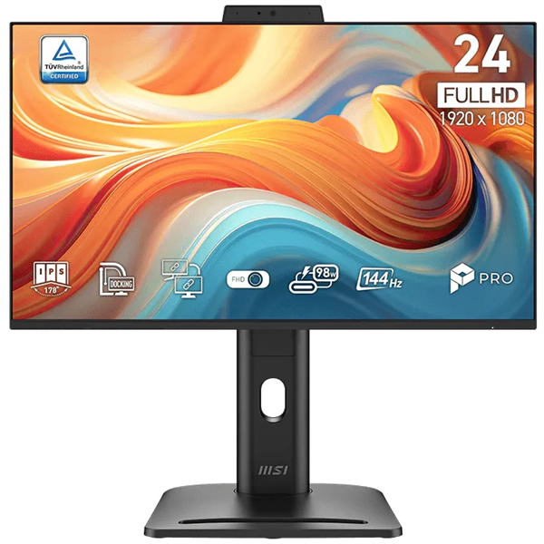 Монитор MSI PRO MP245PDG E14 23.8" 16:9 FHD(1920x1080) IPS Flat,1ms(MPRT),1300:1,100M:1,300nits,Webcam,HDMI,DP,Type-C,Type-B, 2xType A,LAN,Speaker,Tilt,Swivel,Height,Pivot,VESA,144Hz,Black,1y war-ty Монитор MSI PRO MP245PDG E14 23.8" 16:9 FHD(1920x1080) IPS Flat,1ms(MPRT),1300:1,100M:1,300nits,Webcam,HDMI,DP,Type-C,Type-B, 2xType A,LAN,Speaker,Tilt,Swivel,Height,Pivot,VESA,144Hz,Black,1y war-ty