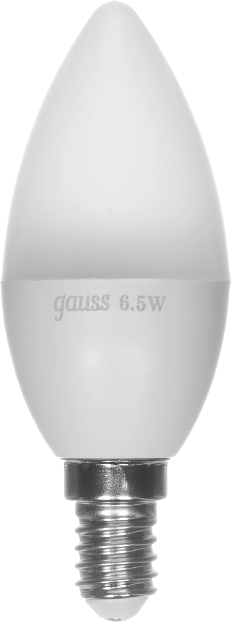 Лампа светодиодная Gauss 6.5Вт цок.:E14 свеча 220B св.свеч.бел.теп. 35-C (упак.:1шт) (103101107) Лампа светодиодная Gauss 6.5Вт цок.:E14 свеча 220B св.свеч.бел.теп. 35-C (упак.:1шт) (103101107)