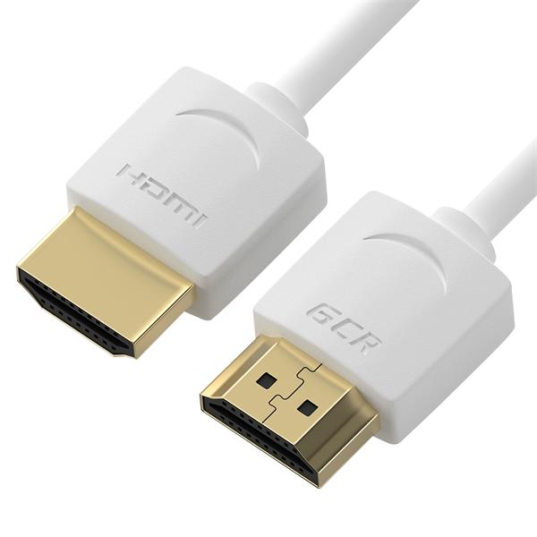  GCR Кабель HDMI 2.0 SLIM, 1.0m, белый, OD3.8mm, HDR 4:2:2, Ultra HD, 4K 60 fps 60Hz, 3D, AUDIO, 18.0 Гбит/с, 30/30 AWG (HM502)