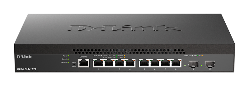 Коммутатор D-Link Управляемый L2+ коммутатор, 8x10GBase-T, 2x10GBase-X SFP+, CLI, Web-интерфейс, SNMP, консольный порт RJ-45