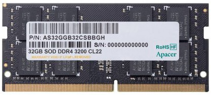 Оперативная память Apacer DDR4 32GB 3200MHz SO-DIMM (PC4-25600) CL22 1.2V (Retail) 2048*8 3 years (AS32GGB32CSBBGH/ES.32G21.PSI) Оперативная память Apacer DDR4 32GB 3200MHz SO-DIMM (PC4-25600) CL22 1.2V (Retail) 2048*8 3 years (AS32GGB32CSBBGH/ES.32G21.PSI)