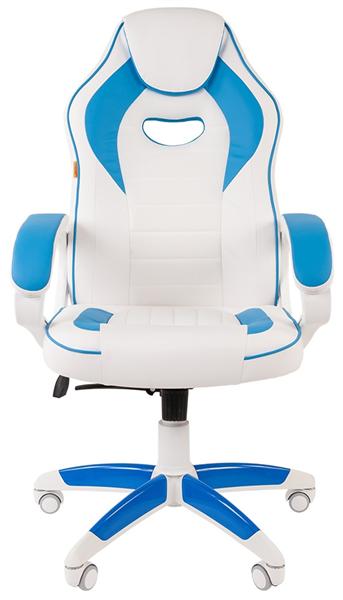  Офисное кресло Chairman   game 16 Россия экопремиум белый/голубой (существенное повреждение коробки)
