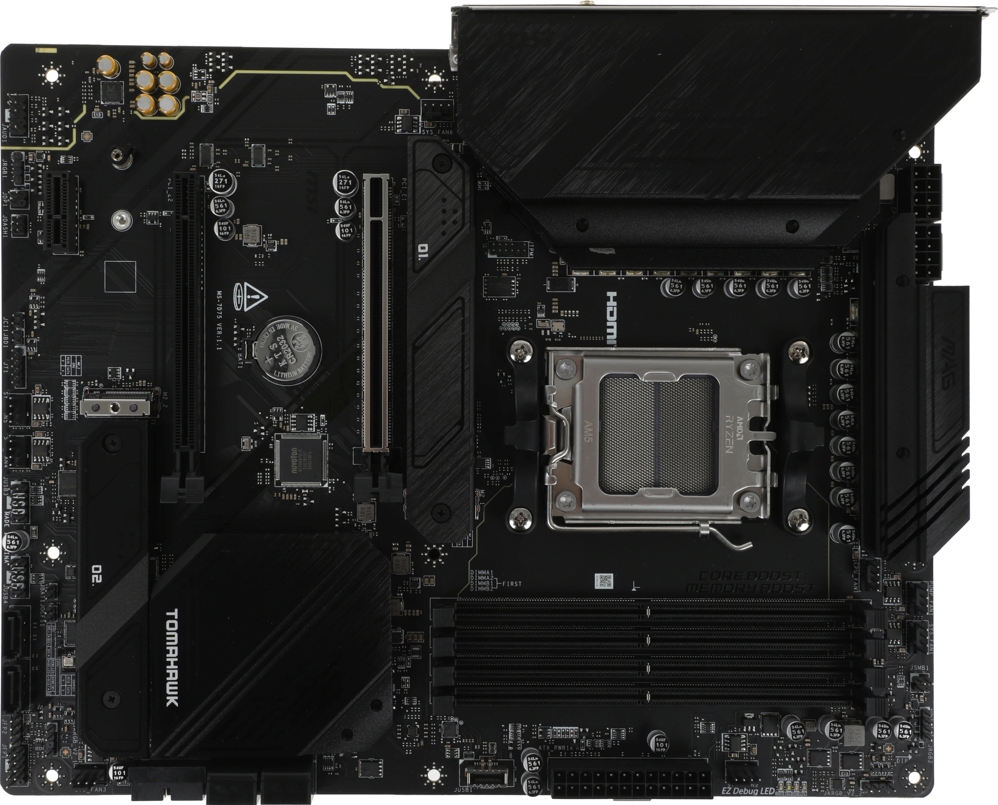Материнская плата MSI MAG B650 TOMAHAWK WIFI B650, AM5, 4*DDR5, 2*PCIEx16, 1*PCIEx1, 3*M.2, 2*TypeC, 3*USB3.2Gen2, 6*USB3.2Gen1, 6*USB2.0, 6*SATA3.0, 2.5G, DP, HDMI, ATX, RTL