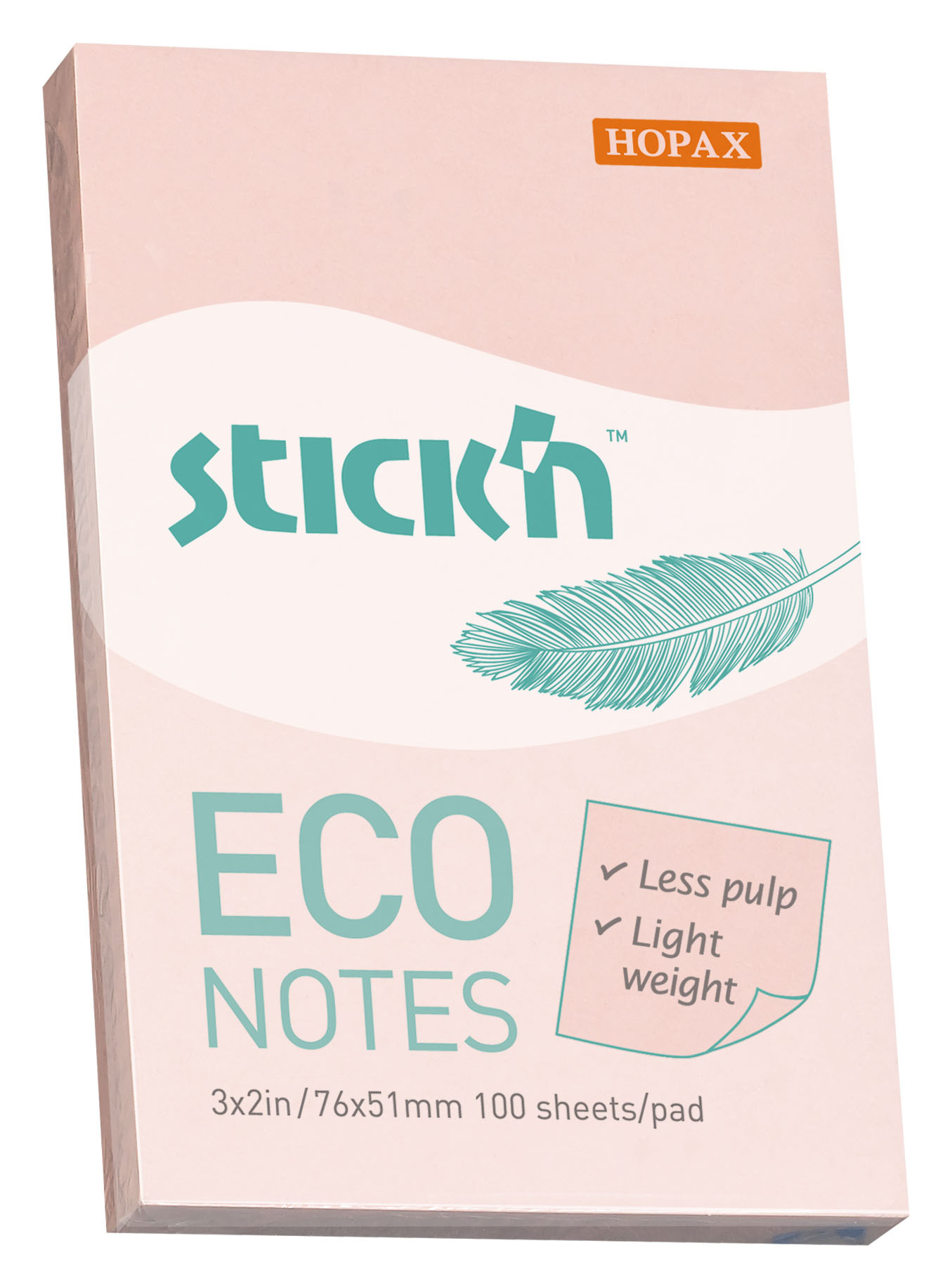 Блок самоклеящийся бумажный Stick`n ECO 21742 51x76мм 100лист. 60г/м2 пастель розовый