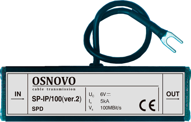 Устройство грозозащиты OSNOVO SP-IP/100(ver.2) Устройство грозозащиты для локальной вычислительной сети (скорость до 100 Мб/с), 1 вход (RJ45-мама), 1 выход (RJ45-мама). Максимальное рабочее напряжение 6V. Номинальный ток пр