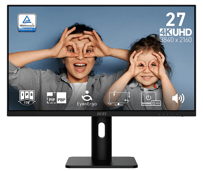 Монитор MSI PRO MP273UP E6 27" 16:9 UHD(3840x2160) IPS Flat,1ms(MPRT),1000:1,100M:1,300nit,178/178,2xHDMI 2.0,DP 1.4,Speaker,Tilt,Swivel,Height,Pivot,VESA,60Hz,Black,1y war-ty Монитор MSI PRO MP273UP E6 27" 16:9 UHD(3840x2160) IPS Flat,1ms(MPRT),1000:1,100M:1,300nit,178/178,2xHDMI 2.0,DP 1.4,Speaker,Tilt,Swivel,Height,Pivot,VESA,60Hz,Black,1y war-ty