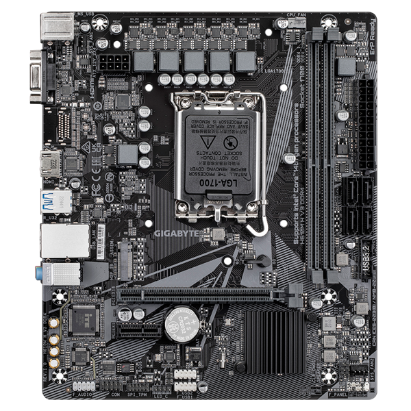 Материнская плата GIGABYTE H610M H V3 DDR4, LGA1700, H610, 2*DDR4, 4*SATA, 1*M.2, 2*USB 3.2, 4*USB 2.0, 1*PCIx16, 1*PCIx1, D-Sub+HDMI, mATX Материнская плата GIGABYTE H610M H V3 DDR4, LGA1700, H610, 2*DDR4, 4*SATA, 1*M.2, 2*USB 3.2, 4*USB 2.0, 1*PCIx16, 1*PCIx1, D-Sub+HDMI, mATX