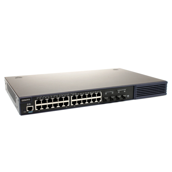PoE Коммутатор OSNOVO SW-8244/LST(370W) (ПРОЕКТНАЯ ДОП СКИДКА) Управляемый L2+ стекируемый PoE коммутатор Gigabit Ethernet на 24 RJ45 PoE + 4 x SFP uplink порта. Порты: 4 x GE (10/100/1000Base-T) с PoE (до 60W) + 20