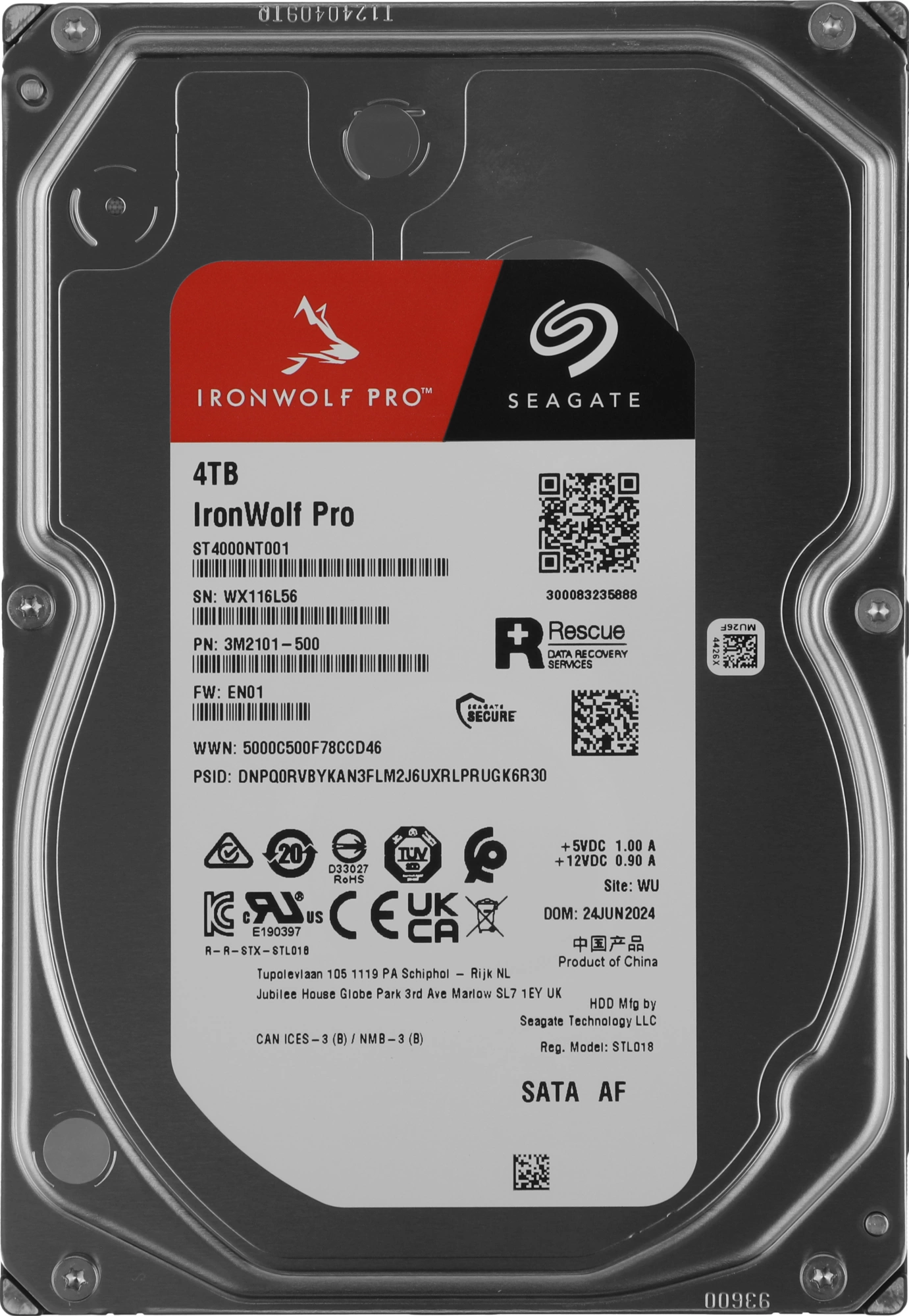 Жесткий диск Seagate 3.5" 4TB IronWolf Pro NAS ST4000NT001 SATA 6Gb/s, 7200rpm, 256MB