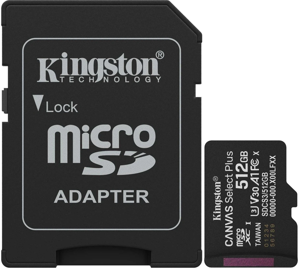 Карта памяти Kingston microSDXC 512GB Canvas Select Plus SDCS3/512GB