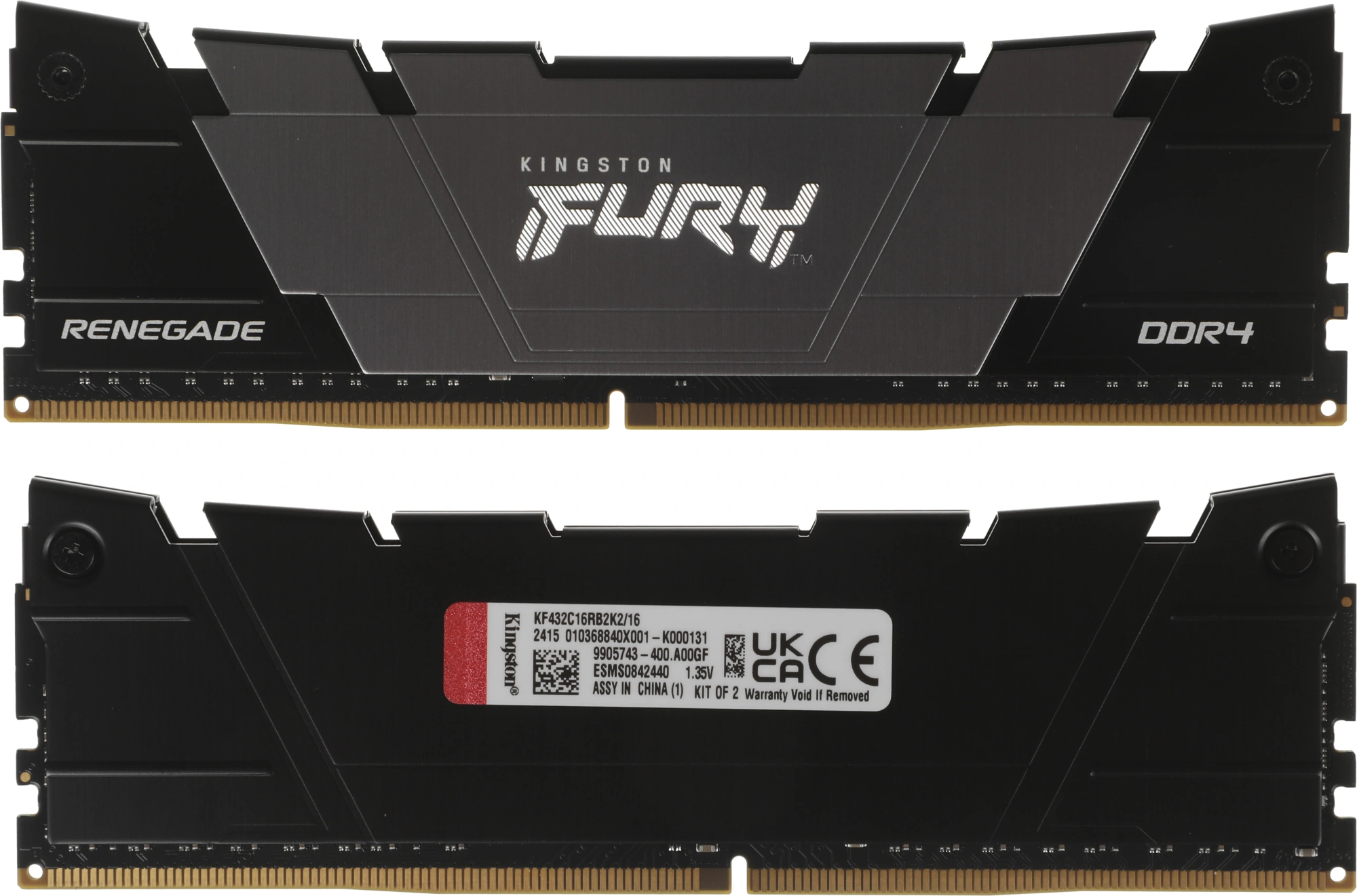 Модуль памяти Kingston 16GB KF432C16RB2K2/16 DDR4 3200 DIMM FURY Renegade Black Gaming Memory Non-ECC, CL16,1.35V, Кит 2х8GB , RTL