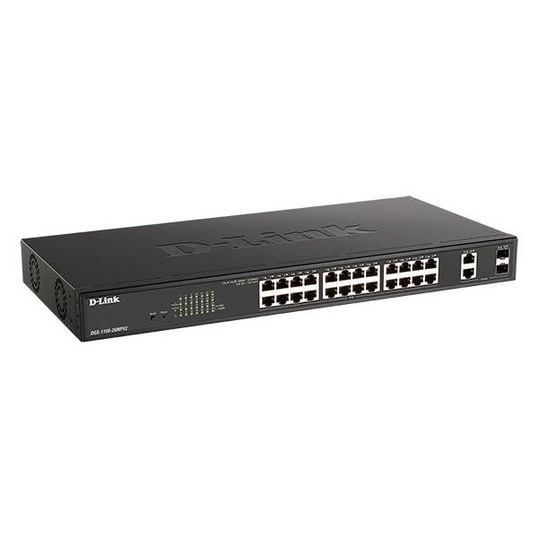 Коммутатор D-Link DGS-1100-26MPV2/A3A, L2 Smart Switch with 24 10/100/1000Base-T ports and 2 1000Base-T/SFP combo-ports