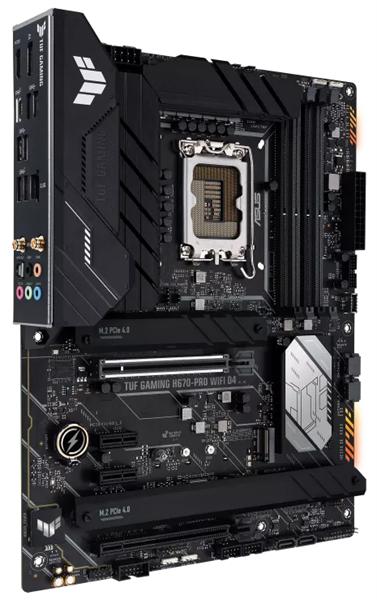 Материнская плата ASUS TUF GAMING H670-PRO WIFI D4, LGA1700, H670, 4*DDR4,  HDMI+DP, CrossFireX, SATA3 + RAID, Audio, Gb LAN, USB 3.2*6, USB 2.0*4, COM*1 header (w/o cable), ATX ; 90MB1900-M0EAY0