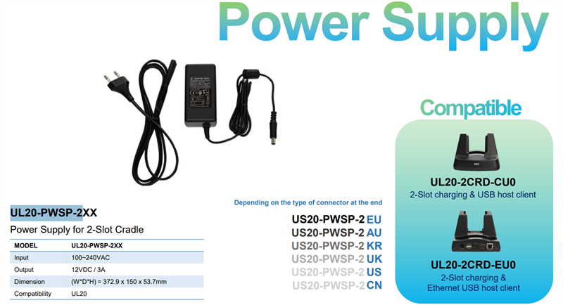 Блок питания M3 Mobile ASSY: UL20/UL30 PSU 100~240VAC, 12VDC, 3A. Provides power to the 2 slot cradle for UL20/US20. Includes EU power cord. Блок питания M3 Mobile ASSY: UL20/UL30 PSU 100~240VAC, 12VDC, 3A. Provides power to the 2 slot cradle for UL20/US20. Includes EU power cord.