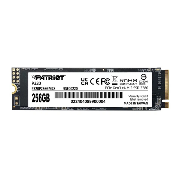 твёрдотельный накопитель Patriot SSD P320 256GB M.2 2280 NVMe PCIe 3.0 x4 R2200/W1200 TBW 120TB 3D NAND