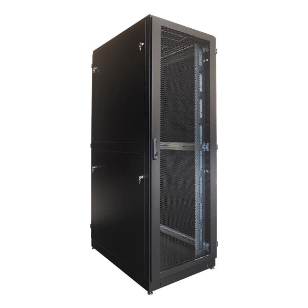 Шкаф Шкаф серверный напольный 42U (800  1200) дверь перфорированная, задние двойные перфорированные, цвет черный