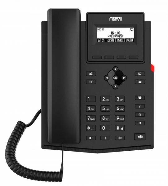 Телефон Fanvil IP 2xEthernet 10/100, LCD 128x48, дисплей 2,3, 2 аккаунта SIP, G722, Opus, Ipv-6, порт для гарнитуры, книга на 1000 записей, 6-ти сторонняя аудиконф., POE, бп