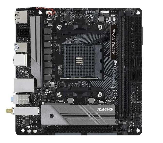 Материнская плата ASROCK A520M-ITX/AC, AM4, A520, 2*DDR4, HDMI+DP, 4xSATA3 6.0 RAID, M.2 Socket, 3xUSB 3.2, Type-C, 2xUSB 2.0, mITX; 90-MXBDG0-A0UAYZ