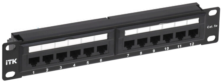 Патч-панель ITK PP12-1UC5EU-D05-10 10" 1U 12xRJ45 кат.5E UTP Патч-панель ITK PP12-1UC5EU-D05-10 10" 1U 12xRJ45 кат.5E UTP