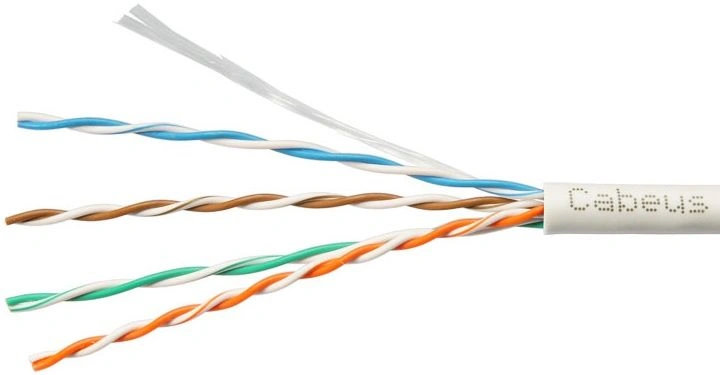 Кабель информационный Cabeus UTP-4P-CAT.5E-SOLID-WH-100 кат.5E U/UTP 4 пары PVC внутренний 100м белый Кабель информационный Cabeus UTP-4P-CAT.5E-SOLID-WH-100 кат.5E U/UTP 4 пары PVC внутренний 100м белый