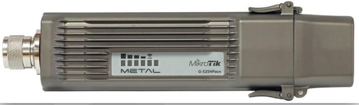 Точка доступа MikroTik Metal 52 ac with Nmale connector, 720MHz CPU, 64MB RAM, 1 x Gigabit LAN, 1 x built-in high power 2.4/5GHz 802.11a/b/g/n/ac wireless, RouterOS L4, metal case, mounting loops, PoE, PSU, Omni an