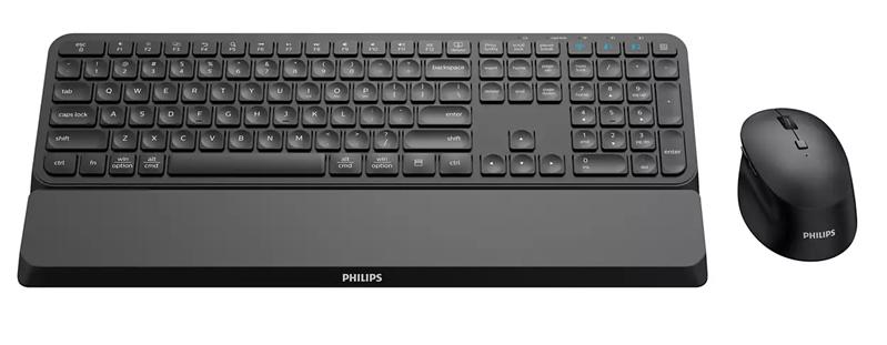 Аксессуары Philips Беспроводной Комплект SPT6607B (Клавиатура SPK6607B+Мышь SPK7607B) 2,4 GHz , Bluetooth 3.0/5.0 Black 110 клав/7 кнопки 800-3200dpi, чёрный