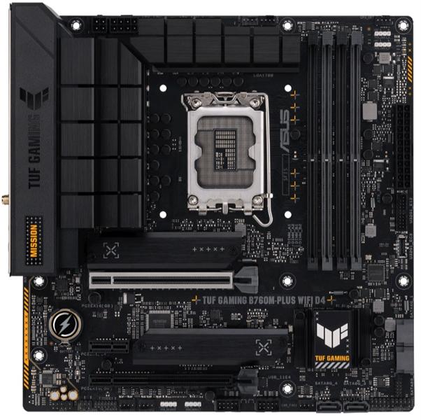 Материнская плата ASUS TUF GAMING B760M-PLUS WIFI D4, LGA1700, B760, 4*DDR4, HDMI+DP, 4xSATA3 + RAID, M2, Audio, Gb LAN, USB 3.2, USB 2.0, mATX; 90MB1DG0-M0EAY0