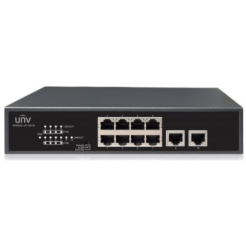  Uniview Коммутатор 10*100Mbps network ports (RJ45), including 8 PoE ports, IEEE802.3,IEEE802.3u,IEEE802.3az,IEEE802.3x,IEEE802.3af,IEEE802.3at, 2Gbps 1.49Mpps 2Mbit 8K 220mm x 150mm x 44mm(8.7"5.9"1.7