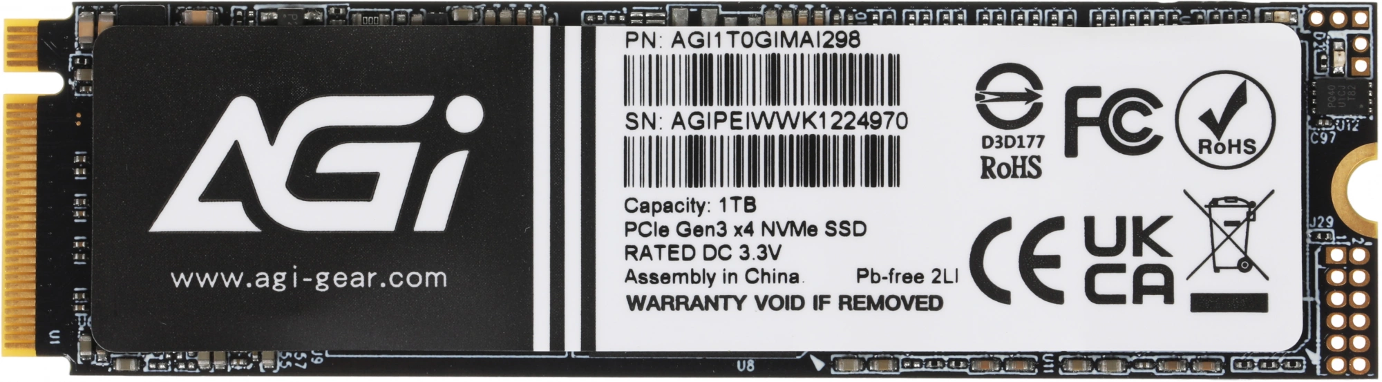 Твердотельный накопитель SSD AGI AI298 M.2 PCIe 1TB RETAIL-Color Box