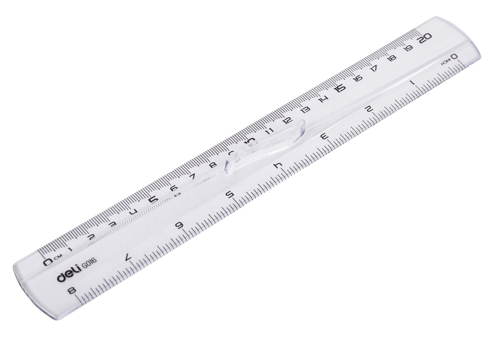 Линейка Deli EG01612 пластик дл.20см прозрачный с держателем европодвес Линейка Deli EG01612 пластик дл.20см прозрачный с держателем европодвес
