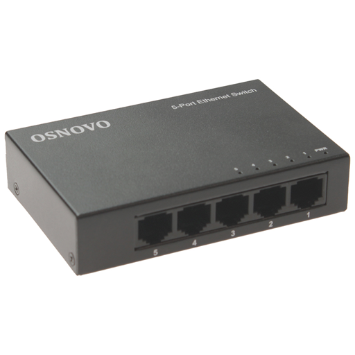 Неуправляемый коммутатор OSNOVO SW-5F Неуправляемый коммутатор Fast Ethernet на 5 портов. Порты: 5 x FE (10/100Base-TX). Auto MDI/MDIX Встроенная грозозащита 2кВ. В комплекте БП DC12V(1A). Размеры (ШхВхГ): 100 x 23 x 65мм. Ра