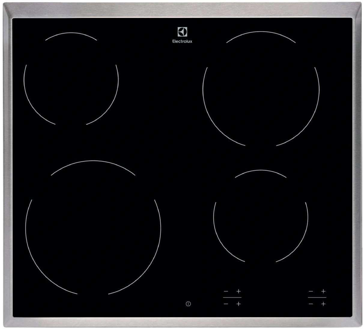Встраиваемая варочная поверхность ELECTROLUX/ Электрическая варочная поверхность HiLight на 4 конфорки, cтеклокерамика, мощность: 6500 Вт, независимая установка, размеры (ШхГ): 57.6x51.6 см,рама из нержавеющей стали
