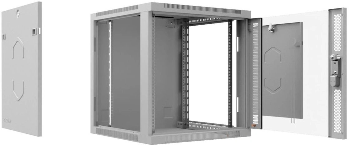  Cabeus SH-05F-12U60/60-R Шкаф телекоммуникационный настенный разобранный 19" 12U 600x600x635mm (ШхГхВ) дверь стекло, цвет серый (RAL 7035)