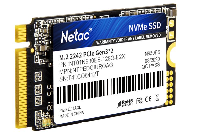 Ssd накопитель Netac SSD N930ES 128GB PCIe 3 x2 M.2 2242 NVMe 3D NAND, R/W up to 970/635MB/s, TBW 75TB, 3y wty