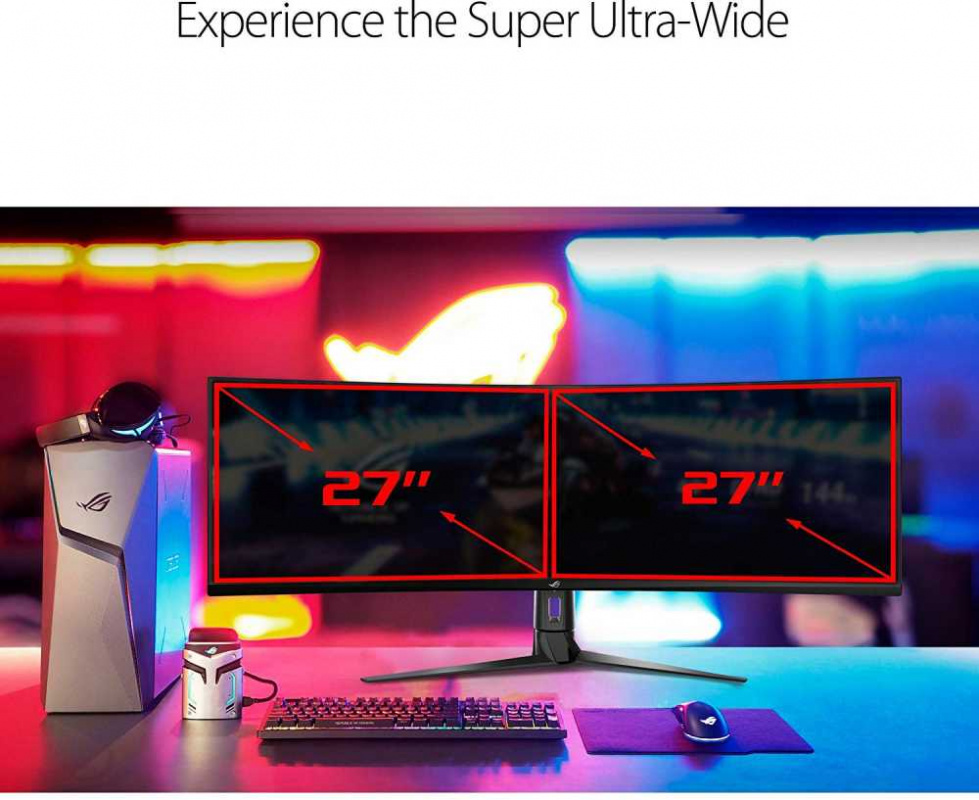 Монитор ASUS 49" XG49VQ VA 4K UHD(3840x2160) 144Hz DP 2xHDMI 2xUSB 4ms(GTG) 450cd/㎡ 32:9 Curved(1800R)
