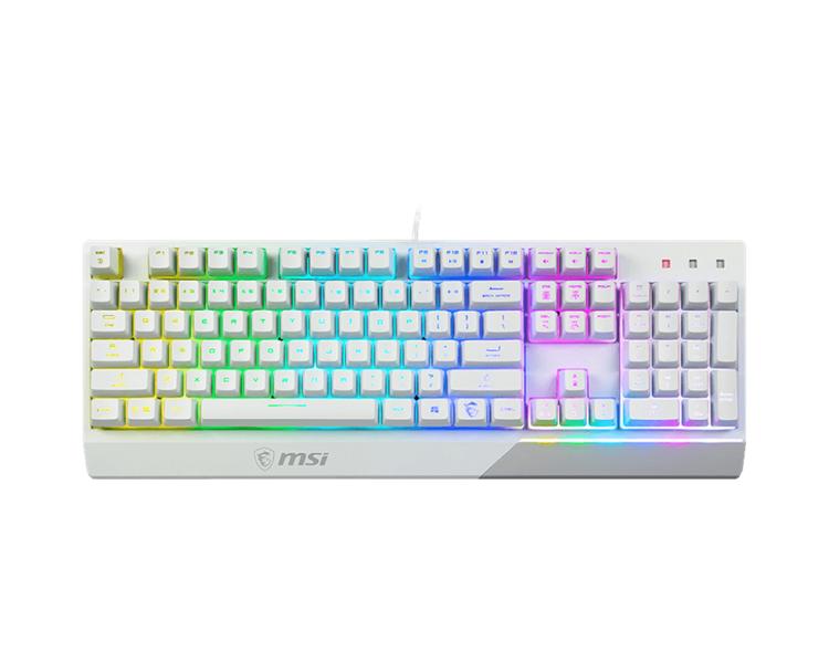 Клавиатура проводная Gaming Keyboard MSI VIGOR GK30, Wired, Mechanical-like plunger switches. 6 zones RGB lighting with several lighting effects.  Anti-ghosting Capability. Water Resistant (spill-proof), White