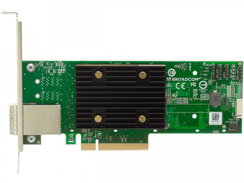 Контроллер Broadcom/LSI 9500-8e SGL (05-50075-01) PCIe Gen4 x8 LP, Tri-Mode SAS/SATA/NVMe 12G HBA, 8port(2*ext SFF8644), 3808 IOC, 1 year