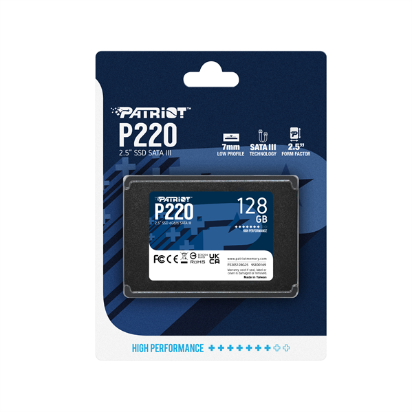 Твердотельный накопитель Patriot SSD P220 128GB SATA3 2.5" R550/W480 TBW 60TB 3D NAND Твердотельный накопитель Patriot SSD P220 128GB SATA3 2.5" R550/W480 TBW 60TB 3D NAND