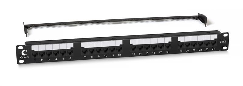  Cabeus PL2-24-Cat.6-Dual IDC Патч-панель 19" (1U), 24 порта RJ-45, категория 6, Dual IDC, с задним кабельным организатором, new