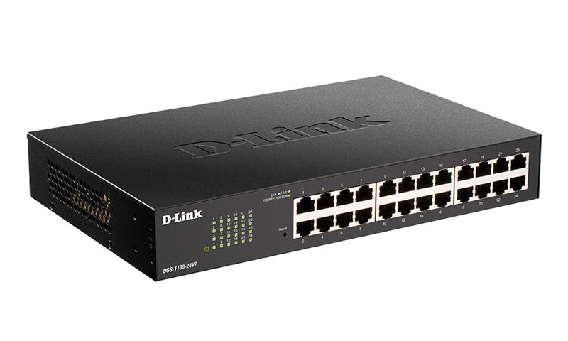 Коммутатор D-Link DGS-1100-24V2/A2A, L2 Smart Switch with 24 10/100/1000Base-T ports.8K Mac address, 802.3x Flow Control, 802.3ad Link Aggregation, Port Mirroring, 128 of 802.1Q VLAN, VID range 1-4094, Loopbac