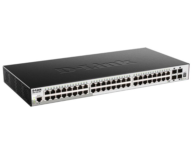 Коммутатор D-Link DGS-1510-52X/A2A, PROJ L2+ Smart Switch with 48 10/100/1000Base-T ports and 4 10GBase-X SFP+ ports.16K Mac address, 802.3x Flow Control, 802.3ad Link Aggregation, 802.1Q VLAN, Traffic Segmenta