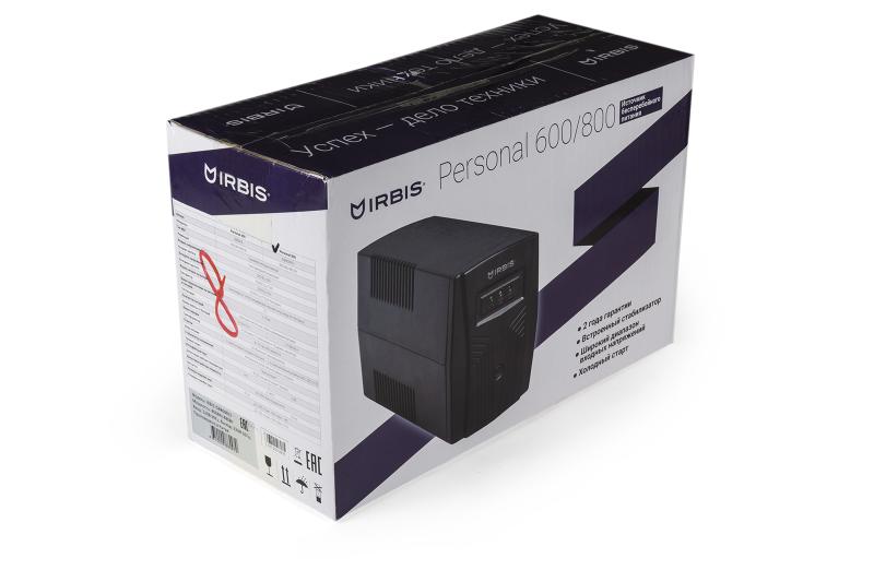 Источник бесперебойного питания IRBIS UPS Personal  800VA/480W, Line-Interactive, AVR, 3xC13 outlets, USB, 2 year warranty