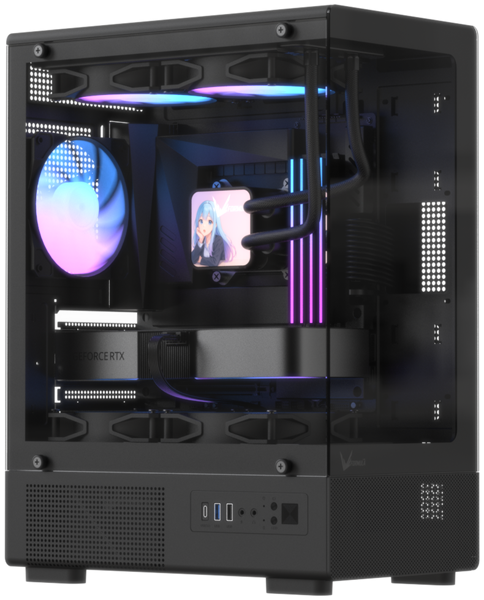 корпус Formula V Line Crystal Z1CM Plus Black AR V2, MATX, TYPE-C*1, USB2.0*1, USB3.0*1, TOP 2x120mm ARGB, REAR 1x120mm ARGB