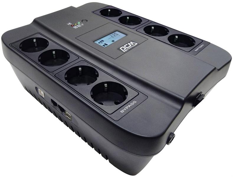 Источник бесперебойного питания Powercom Back-UPS SPIDER, Line-Interactive, LCD, AVR, 550VA/330W, 8xSchuko outlets (4 surge & 4 batt), USB, black (1456259)