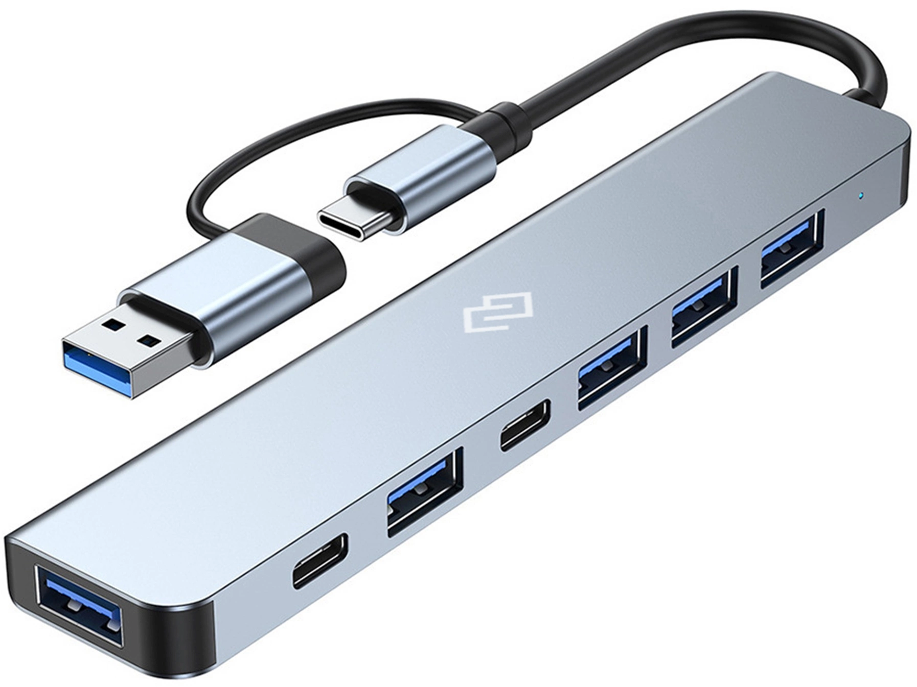 Разветвитель USB-C + USB-A Digma DHUB-7USB-AC 7порт. серебристый