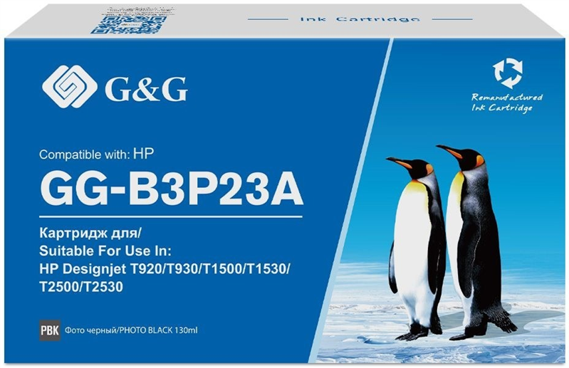 Картридж G&G №727 GG-B3P23A фото черный (130мл) для HP DJ T920/T1500 Картридж G&G №727 GG-B3P23A фото черный (130мл) для HP DJ T920/T1500