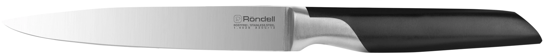 Нож кухонный Rondell Brando RD-1434 стальной универсальный лезв.127мм прямая заточка черный блистер Нож кухонный Rondell Brando RD-1434 стальной универсальный лезв.127мм прямая заточка черный блистер