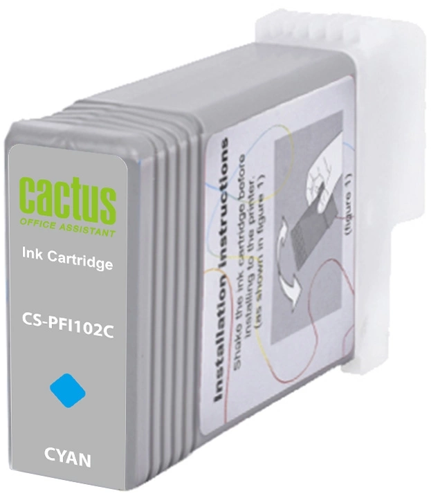 Картридж струйный Cactus CS-PFI102C PFI-102 C синий (130мл) для Canon IP iPF500/iPF600/iPF700/ MFP M40/iPF765/LP17/LP24 с чипом Картридж струйный Cactus CS-PFI102C PFI-102 C синий (130мл) для Canon IP iPF500/iPF600/iPF700/ MFP M40/iPF765/LP17/LP24 с чипом