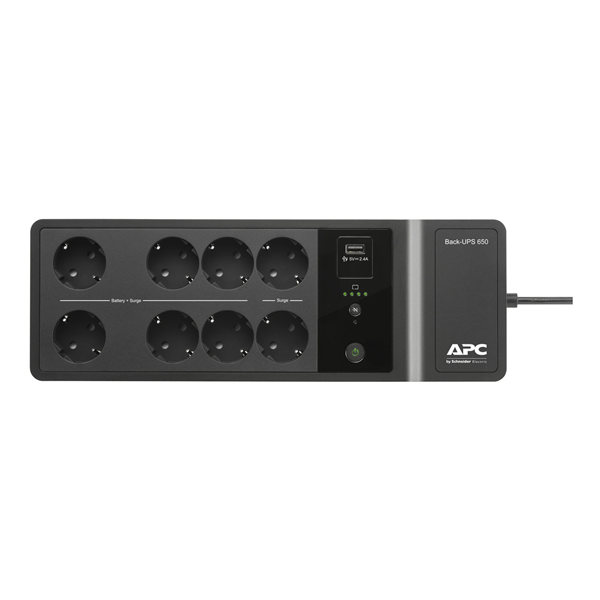 Источник бесперебойного питания APC Back-UPS ES 650VA/400W, 230V, 8 Schuko (2 Surge & 6 batt.), USB, USB charge(type A), Data/DSL protection,(BE650G2-RS analogue), 1 year warranty Источник бесперебойного питания APC Back-UPS ES 650VA/400W, 230V, 8 Schuko (2 Surge & 6 batt.), USB, USB charge(type A), Data/DSL protection,(BE650G2-RS analogue), 1 year warranty