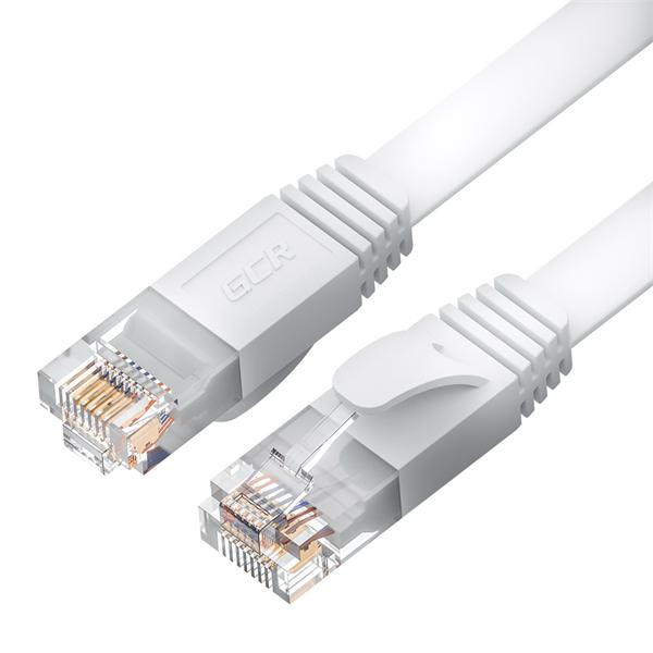  GCR Патч-корд  7.5m, кат.6, PROF, плоский, прямой, UTP, медь, белый, 30 AWG, ethernet high speed 10 Гбит/с, RJ45, T568B (LNC65)